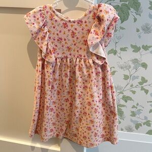 Zara Pink Floral Kids Dress with Ruffle Sleeves